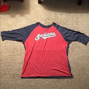 Nike Red and Blue Cleveland Indians Raglan Tee
